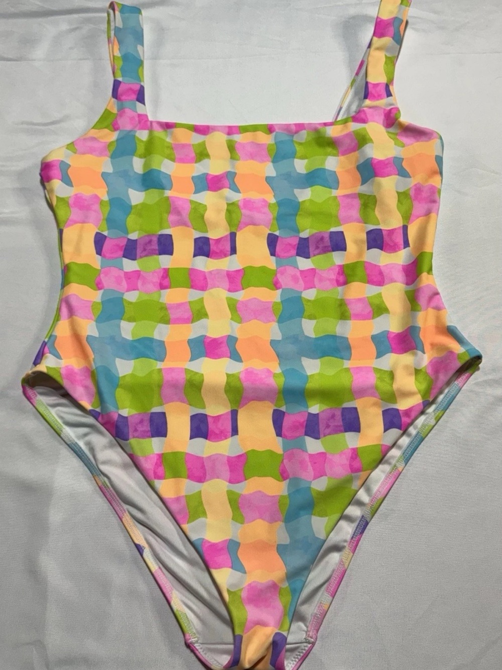 Show Me Your MuMu Pastel Multicolor Checker One-Piece Swimsuit